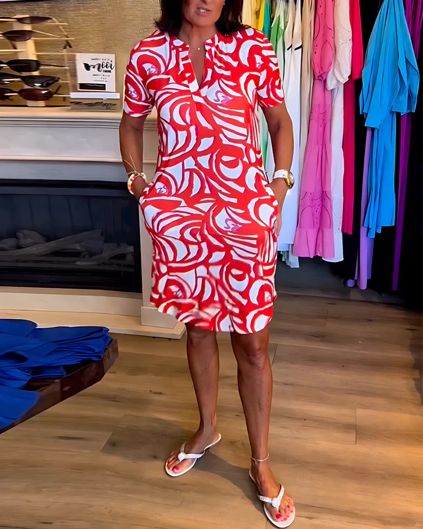 Patterned Midi Dress in Lightweight Cotton
