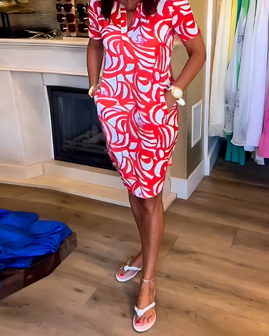 Patterned Midi Dress in Lightweight Cotton