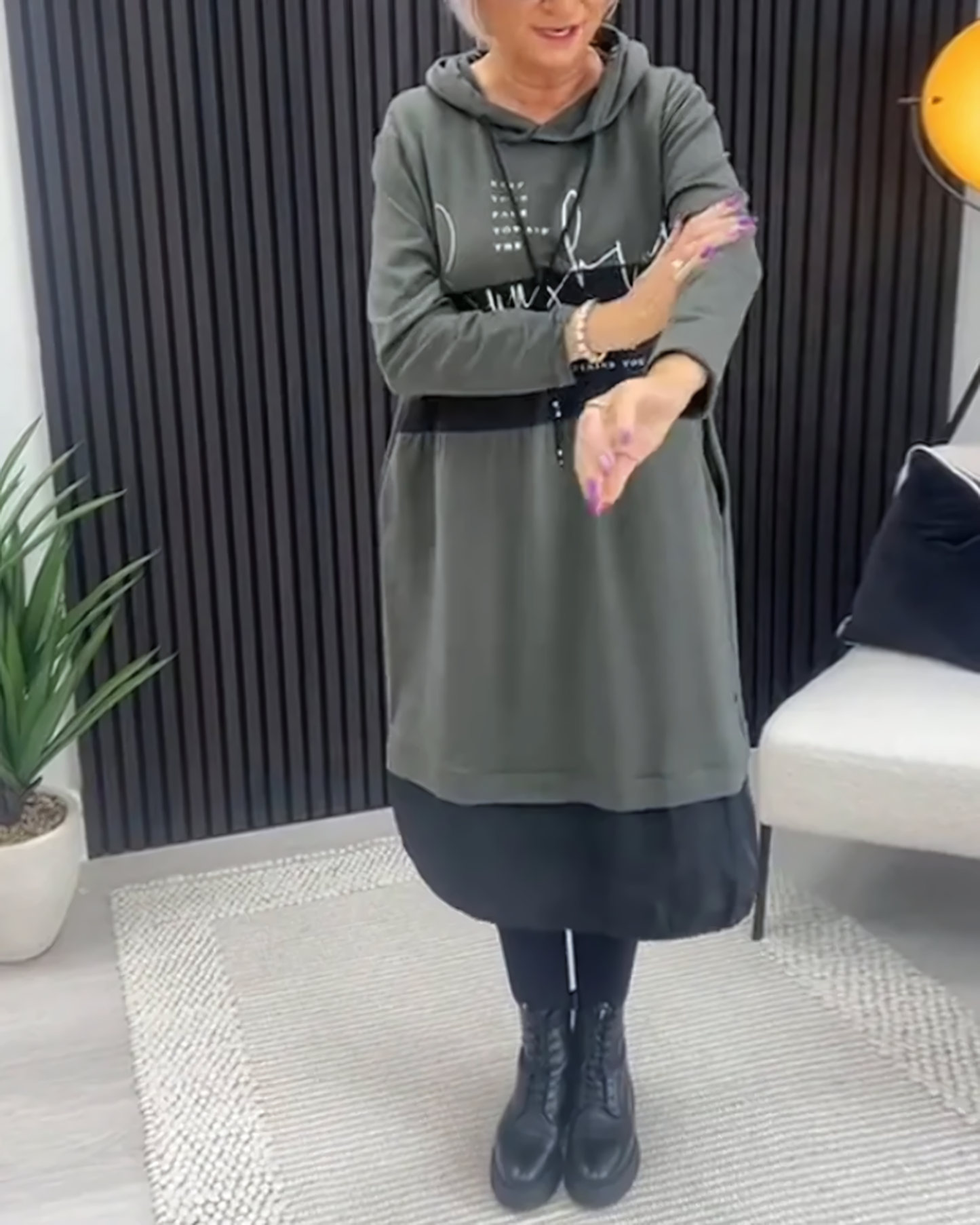 Cotton Hoodie Dress with Pockets
