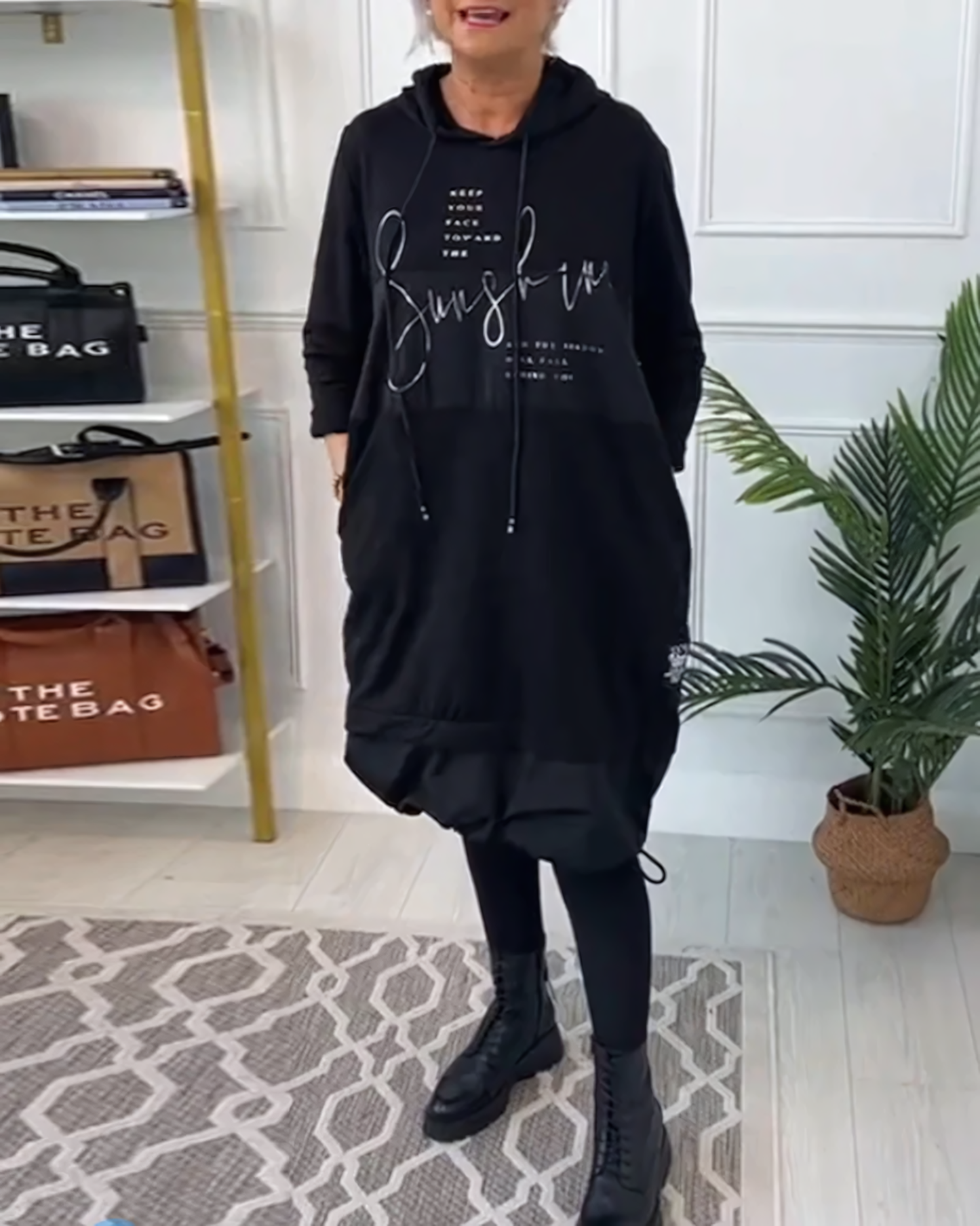 Cotton Hoodie Dress with Pockets