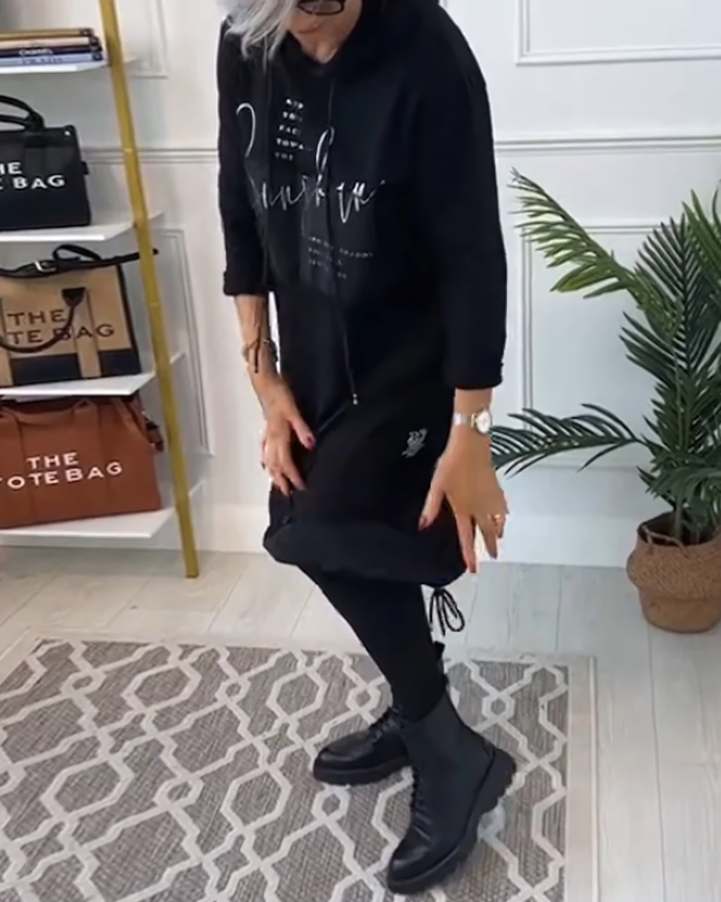 Cotton Hoodie Dress with Pockets