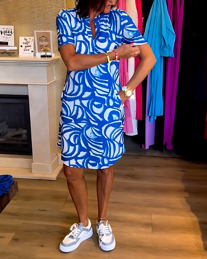 Patterned Midi Dress in Lightweight Cotton