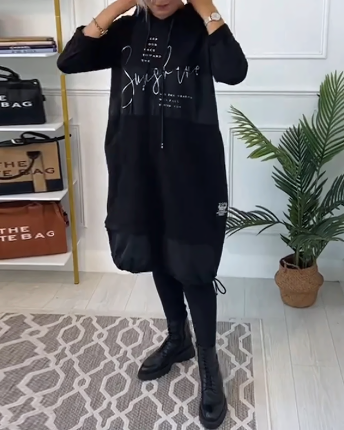 Cotton Hoodie Dress with Pockets