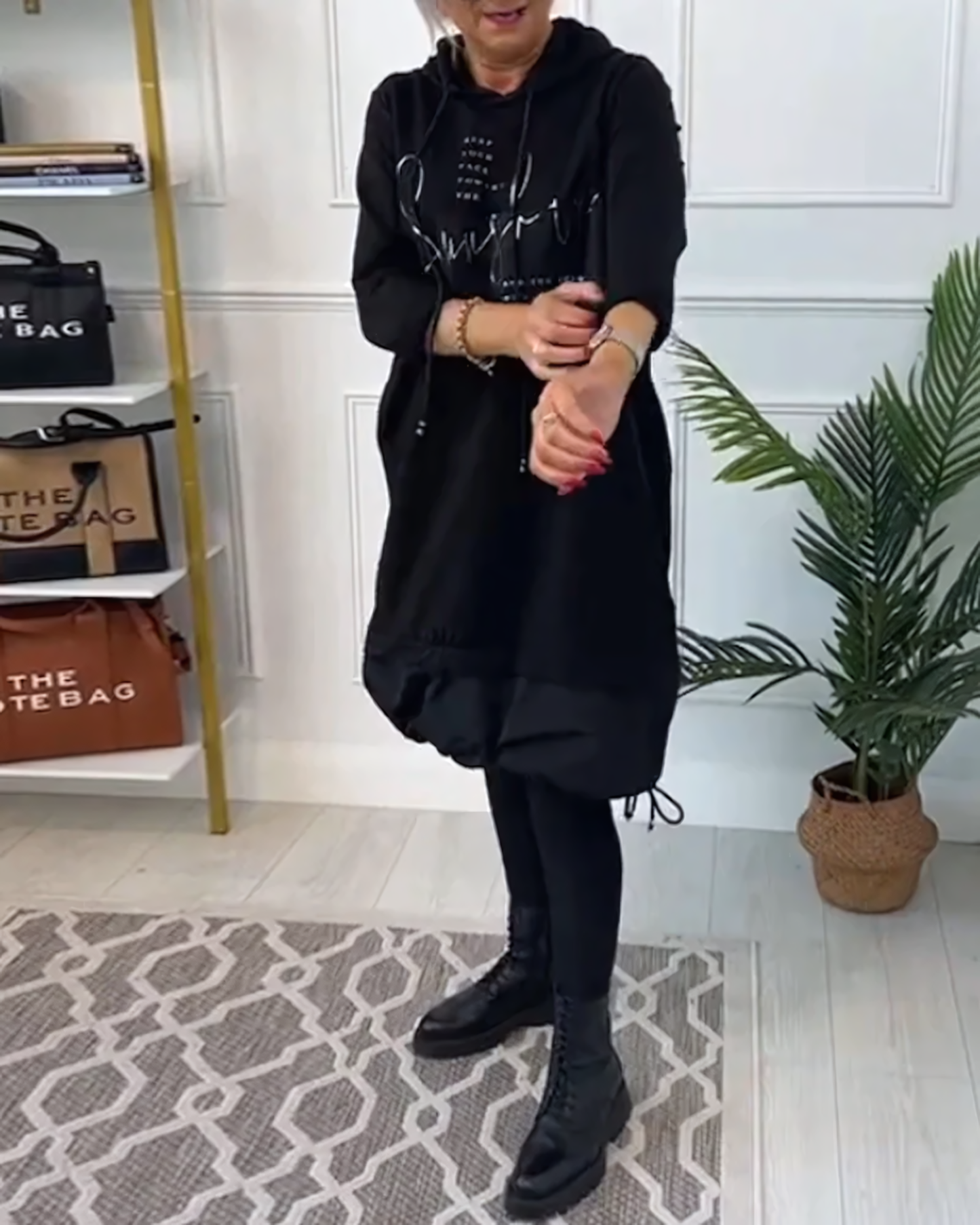 Cotton Hoodie Dress with Pockets