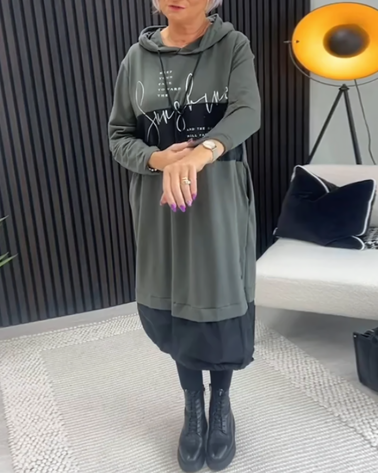 Cotton Hoodie Dress with Pockets