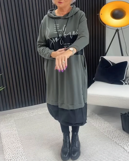 Cotton Hoodie Dress with Pockets