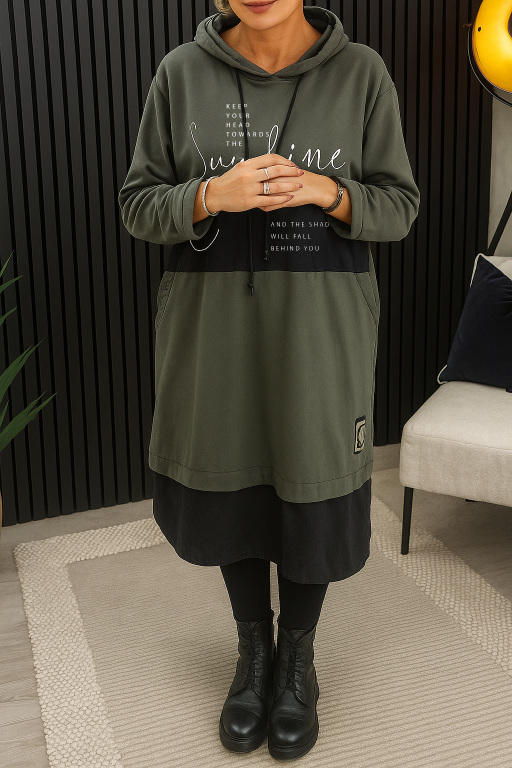 Cotton Hoodie Dress with Pockets