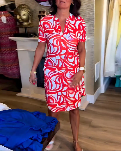 Patterned Midi Dress in Lightweight Cotton