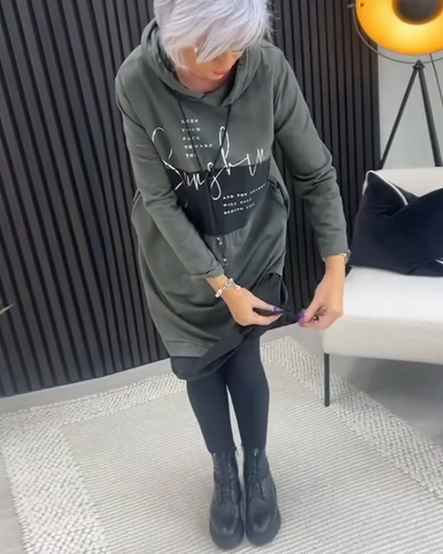 Cotton Hoodie Dress with Pockets
