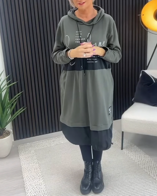 Cotton Hoodie Dress with Pockets
